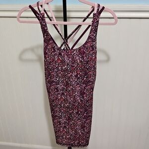 GAIAM Backless Dress with Crisscross Straps in Pink and Black